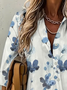 Women Floral Long Sleeve Shirt Spring/Fall Printing Shirt Collar Daily Casual Top