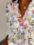 Women Floral Long Sleeve Shirt Spring/Fall Buckle Shirt Collar Daily Casual Top