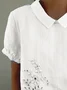 Women Floral Short Sleeve Shirt Summer Printing Shawl Collar Daily Casual Top
