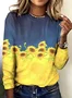 Women Floral Long Sleeve Tee T-shirt Crew Neck Casual Spring/Fall Top
