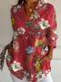 Women Floral Long Sleeve Shirt Spring/Fall Shirt Collar Daily Casual Top