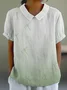 Women Dragonfly Short Sleeve Shirt Summer Shawl Collar Daily Casual Top
