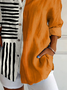 Women Striped Long Sleeve Shirt Spring/Fall Buckle Shirt Collar Daily Casual Top