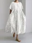 Women Floral Short Sleeve Summer Dress Crew Neck Daily Casual Maxi A-Line Dress