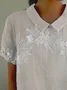 Women Floral Short Sleeve Shirt Summer Printing Shawl Collar Daily Casual Top