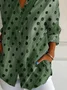 Women Polka Dots Long Sleeve Shirt Spring/Fall Buckle Shirt Collar Daily Casual Top