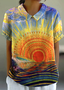 Women Floral Short Sleeve Shirt Summer Shirt Collar Daily Casual Top