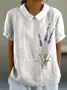 Women Floral Half Sleeve Blouse Summer Shawl Collar Daily Casual Top