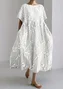 Women Floral Short Sleeve Summer Dress Crew Neck Daily Casual Maxi A-Line Dress