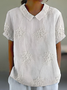 Women Floral Short Sleeve Shirt Summer Printing Shawl Collar Daily Casual Top