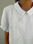 Women Dragonfly Short Sleeve Shirt Summer Shawl Collar Daily Casual Top