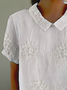 Women Floral Short Sleeve Shirt Summer Printing Shawl Collar Daily Casual Top