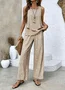 Women Floral Two-Piece Set Daily Sleeveless Casual Summer Matching Set
