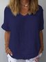 Women Plain Short Sleeve Blouse Summer Crew Neck Daily Casual Top