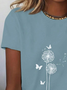 Women Floral Short Sleeve Tee T-shirt Crew Neck Printing Casual Summer Graphic Tee Top