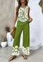 Women Floral Two-Piece Set Daily Sleeveless Casual Summer Matching Set