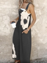 Women Floral Square Neck Gallus Casual Summer Cotton And Linen Jumpsuit