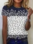 Women Floral Short Sleeve Tee T-shirt Crew Neck Printing Casual Summer Graphic Tee Top