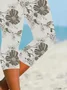 Women's Floral Capris Elastic Waist Pant Casual Summer Trousers