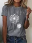 Women Floral Short Sleeve Tee T-shirt Crew Neck Printing Casual Summer Graphic Tee Top