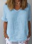 Women Plain Short Sleeve Blouse Summer Crew Neck Daily Casual Top