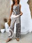 Women Floral Two-Piece Set Daily Sleeveless Casual Summer Matching Set
