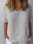 Women Plain Short Sleeve Blouse Summer Crew Neck Daily Casual Top