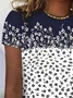 Women Floral Short Sleeve Tee T-shirt Crew Neck Printing Casual Summer Graphic Tee Top