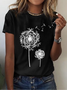 Women Floral Short Sleeve Tee T-shirt Crew Neck Printing Casual Summer Graphic Tee Top