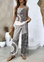 Women Floral Two-Piece Set Daily Sleeveless Casual Summer Matching Set