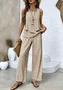 Women Floral Two-Piece Set Daily Sleeveless Casual Summer Matching Set