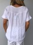Women Plain Short Sleeve Blouse Summer Crew Neck Daily Casual Top