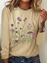 Women Floral Long Sleeve Blouse Spring/Fall Crew Neck Daily Casual Top