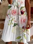 Women Floral Short Sleeve Summer Printing Dress V Neck Daily Casual Midi Fit & Flare Dress A-Line Dress