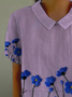 Women Floral Short Sleeve Shirt Summer Printing Shawl Collar Daily Casual Top