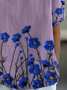 Women Floral Short Sleeve Shirt Summer Printing Shawl Collar Daily Casual Top