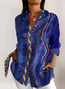 Women Floral Long Sleeve Shirt Spring/Fall Shirt Collar Daily Casual Top