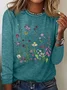 Women Floral Long Sleeve Blouse Spring/Fall Crew Neck Daily Casual Top