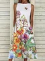 Women Floral Sleeveless Summer Dress Crew Neck Daily Casual Maxi A-Line Dress