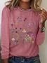 Women Floral Long Sleeve Blouse Spring/Fall Crew Neck Daily Casual Top