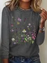 Women Floral Long Sleeve Blouse Spring/Fall Crew Neck Daily Casual Top