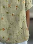 Women Floral Short Sleeve Shirt Summer Printing Shawl Collar Daily Casual Top