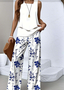 Women's Floral Two-Piece Set Daily Sleeveless Casual Summer Top With Pants Matching Set
