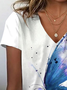 Women Butterfly Short Sleeve Tee T-shirt V Neck Printing Casual Summer Graphic Tee Top