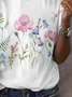 Women Floral Short Sleeve Tee T-shirt Crew Neck Printing Casual Summer Graphic Tee Top