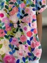 Women Floral Short Sleeve Shirt Summer Printing Shawl Collar Daily Casual Top