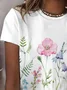 Women Floral Short Sleeve Tee T-shirt Crew Neck Printing Casual Summer Graphic Tee Top