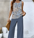 Women's Floral Two-Piece Set Daily Sleeveless Casual Summer Top With Pants Matching Set