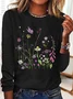 Women Floral Long Sleeve Blouse Spring/Fall Crew Neck Daily Casual Top
