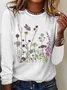 Women Floral Long Sleeve Blouse Spring/Fall Crew Neck Daily Casual Top